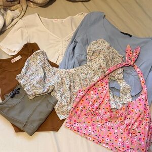 SHEIN Women's Tops in White, Blue, Pink, and Brown